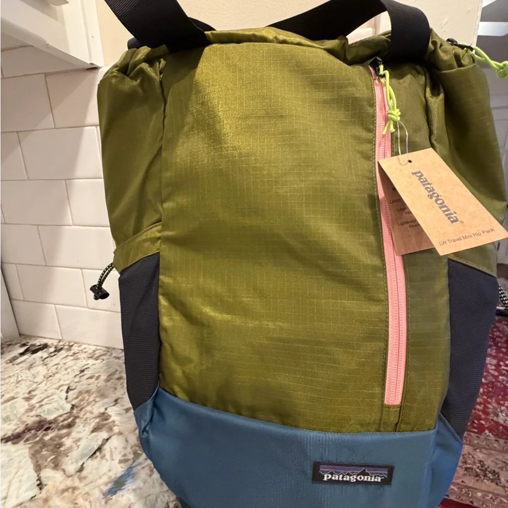 Patagonia Green and Blue Backpack with Pink Accent - Picture 2 of 9